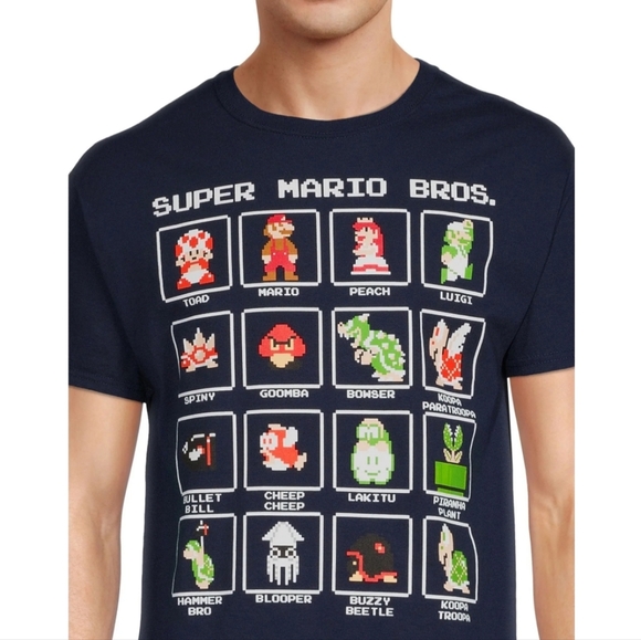 Nintendo Super Mario Men's Size L (42-44)) Super Mario Character Graphic Tee - Picture 3 of 5